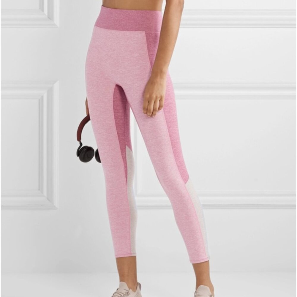 Bandier Women's We Over Me Pink Sunrise Color Block Leggings